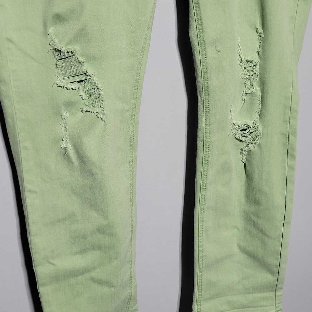 Crown & Ivy Curvy Womens Distressed Mint Green Jeans Size 16W - Picture 2 of 8